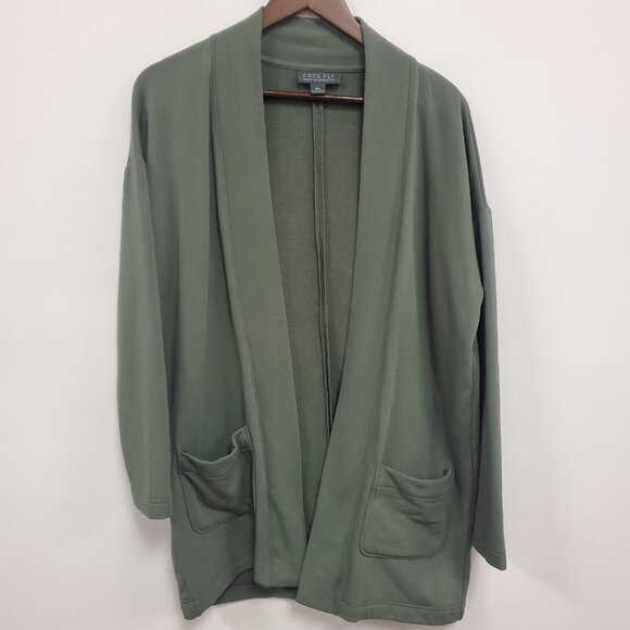 Free Fly Womens Open Front Cardigan Size XL Green Bamboo Sustainable Modest - Picture 1 of 10